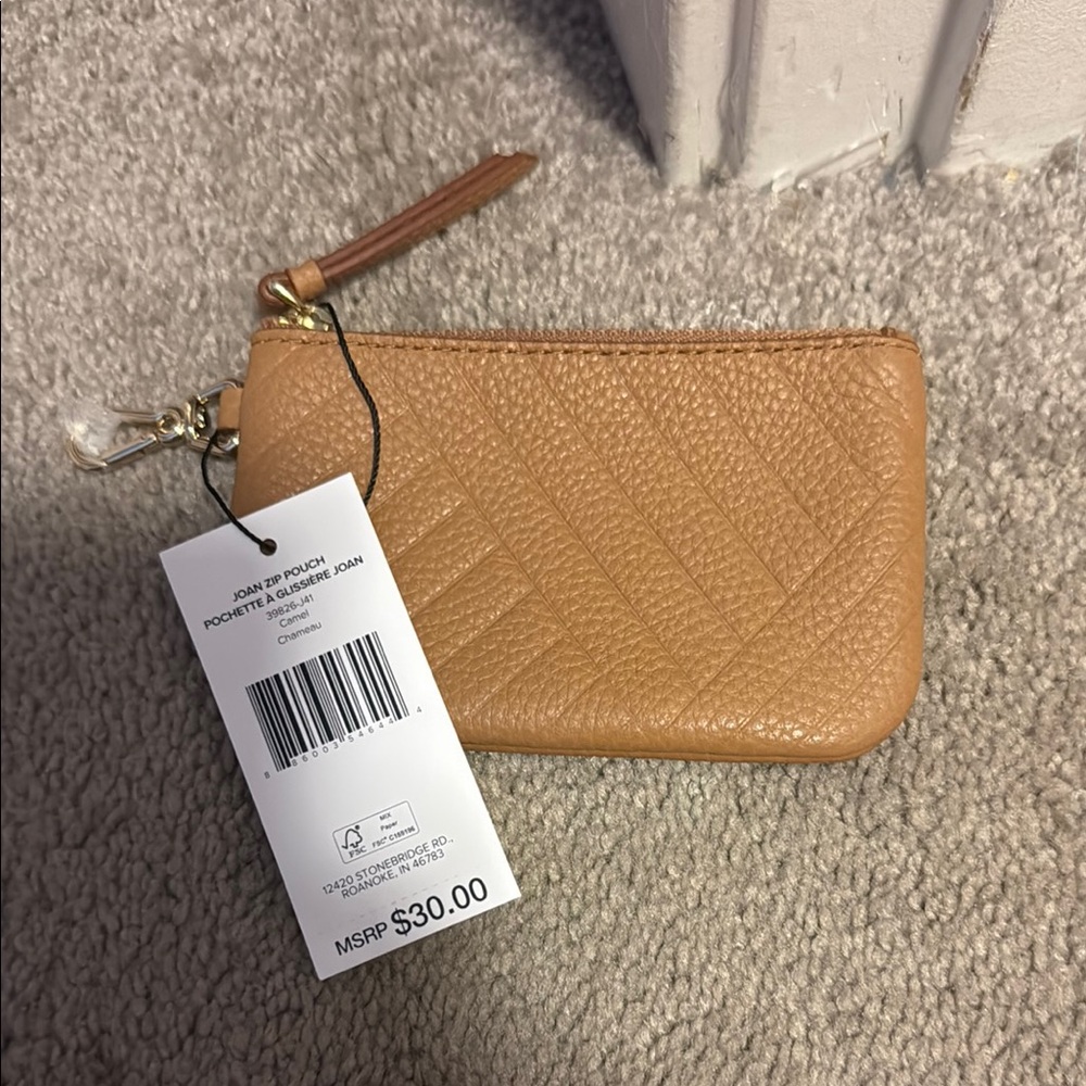 Tan Textured Leather Wristlet